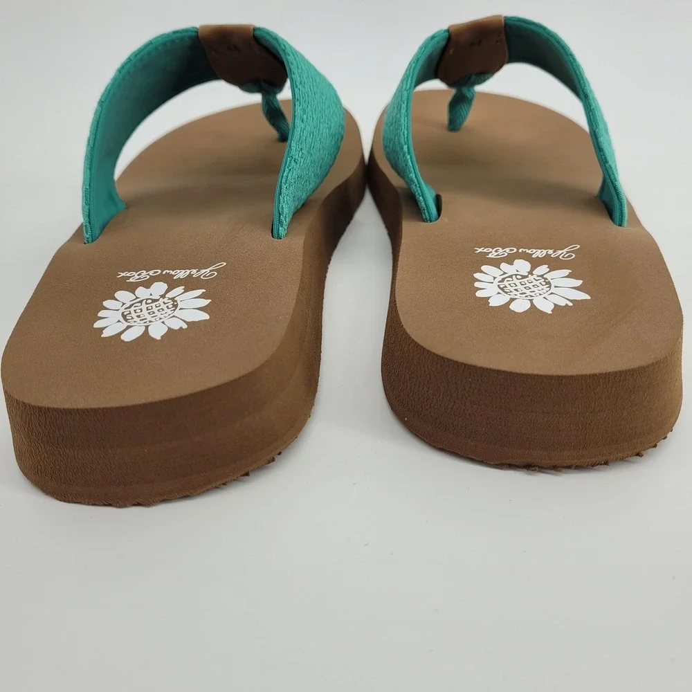 Yellow Box Warton Turquoise Fabric Platform Flip Flop Sandals Womens 8.5 M NEW - Picture 3 of 10
